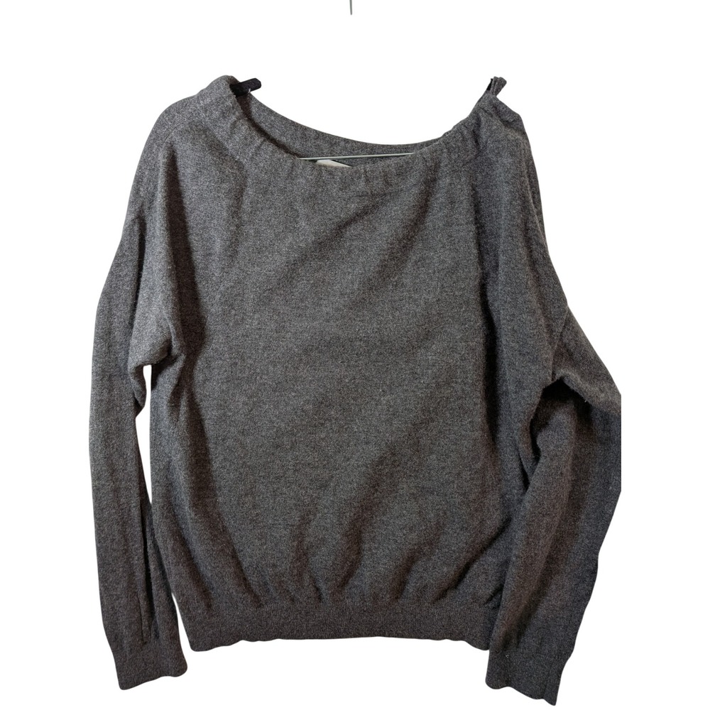 Vince 100% Cashmere Boat Neck Sweater Charcoal Gray Heather Small